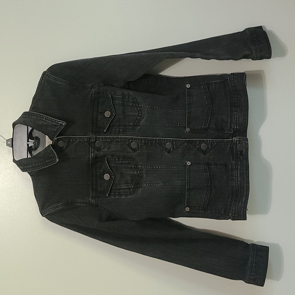 Eddie Bauer Black Distressed Denim Jacket Women's Size Small - Picture 1 of 5